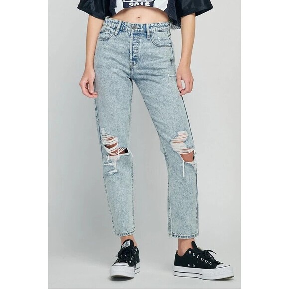 HIDDEN Bailey Vintage Wash Distressed Boyfriend 100% Cotton Jeans - Women's 29 - Picture 2 of 14